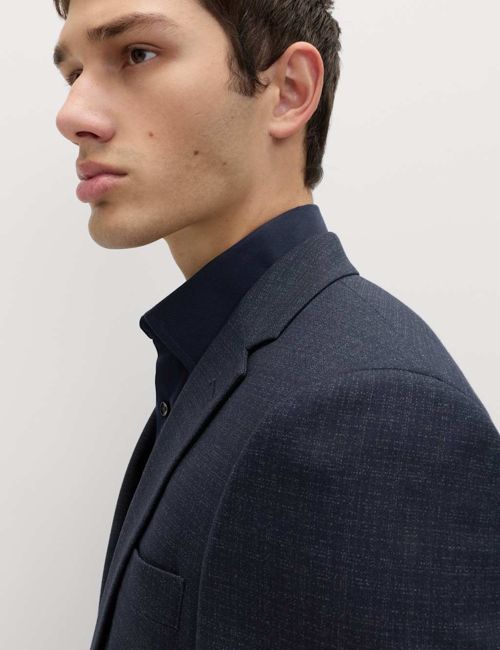 M&S Men's Skinny Fit Textured Stretch Suit Jacket - 38 - Navy