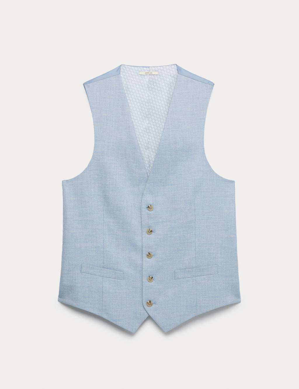 M&S Men's Textured Stretch Waistcoat - 40 - Light Blue Mix