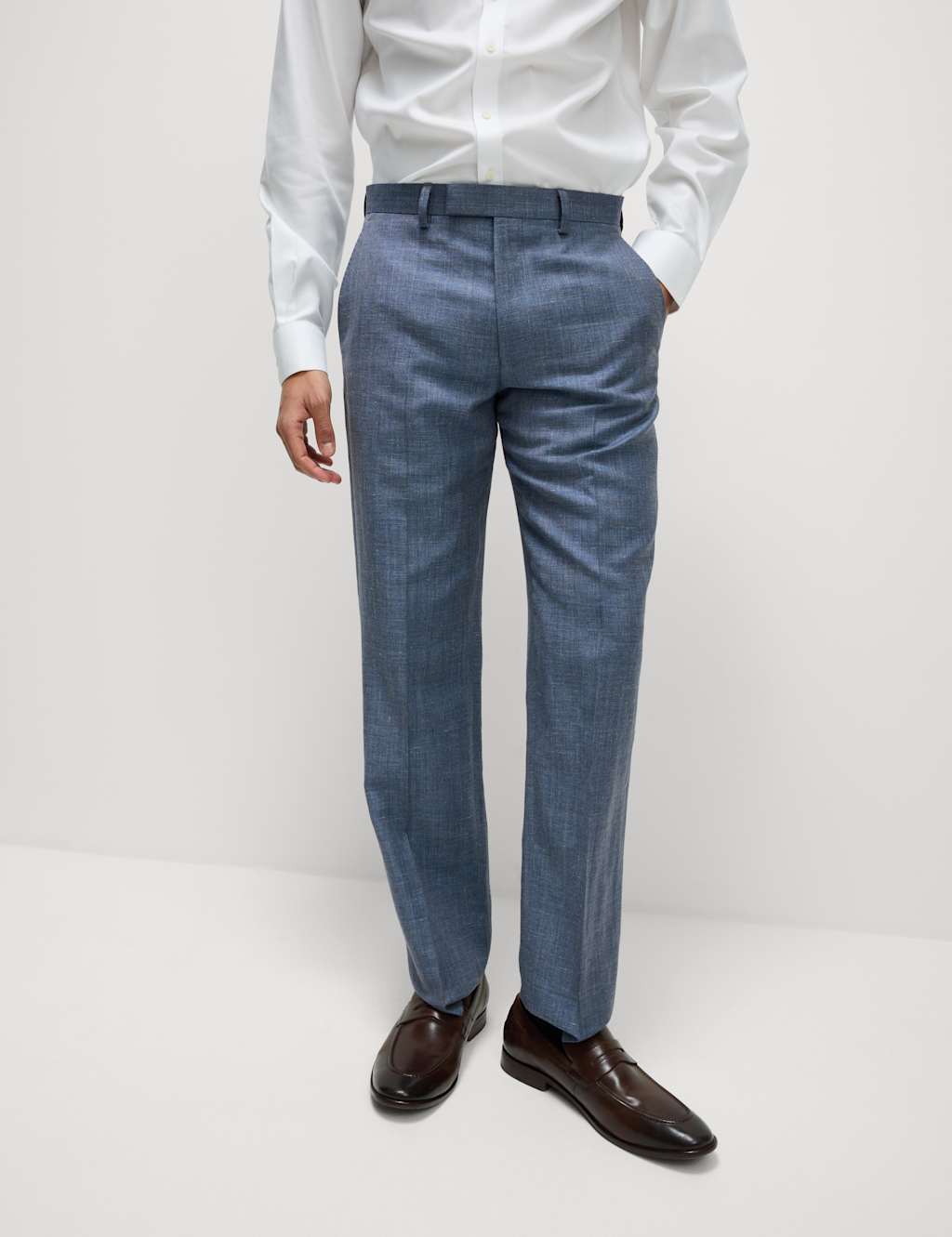 Regular Fit Wool Rich Linen Blend Suit Trouser