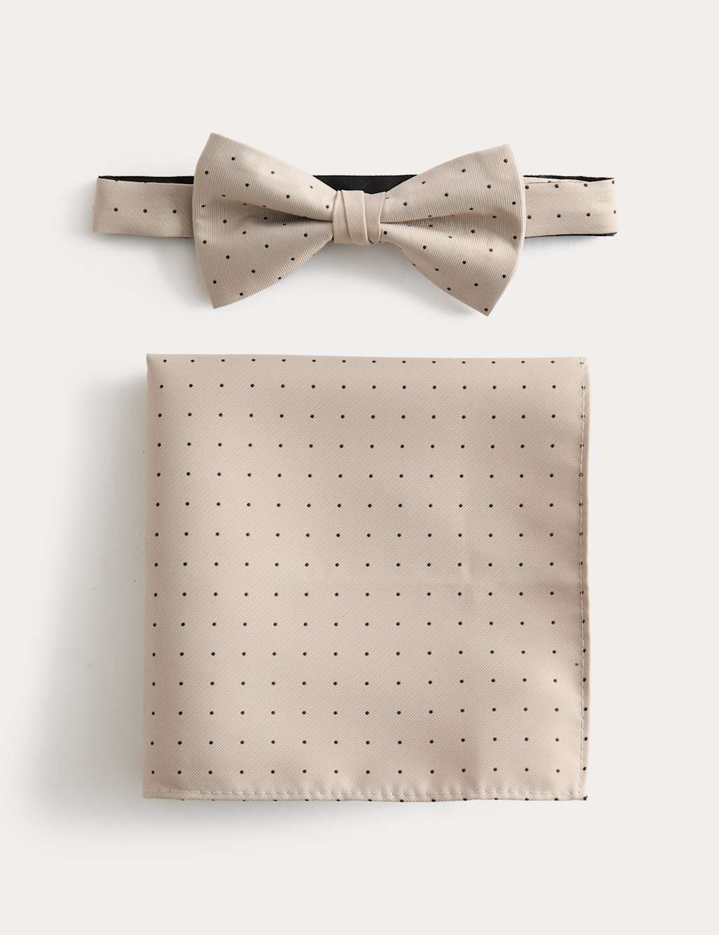 M&S Polka Dot Bow Tie and Handkerchief Set Champagne