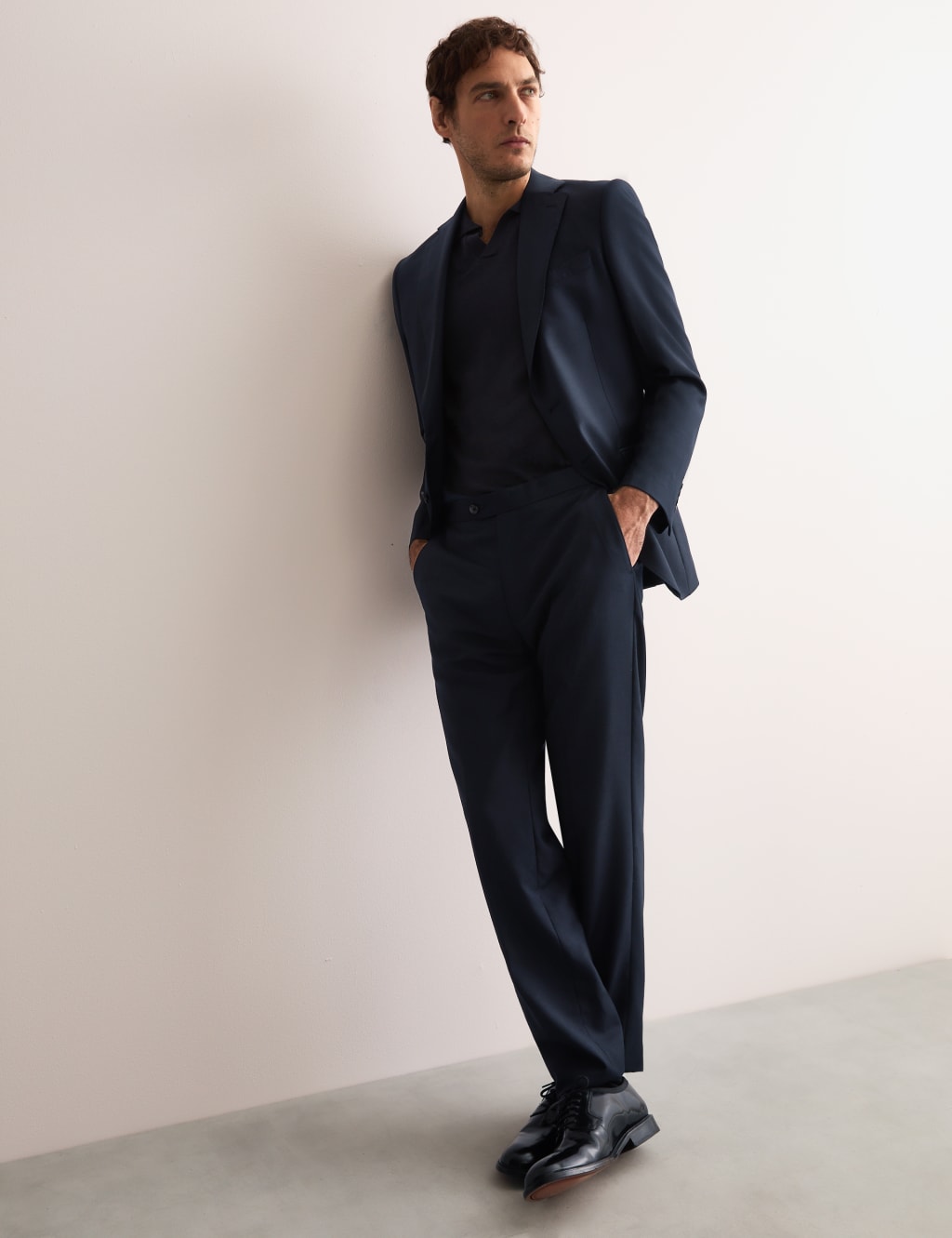 Tailored Fit Pure Wool Twill Suit Trousers