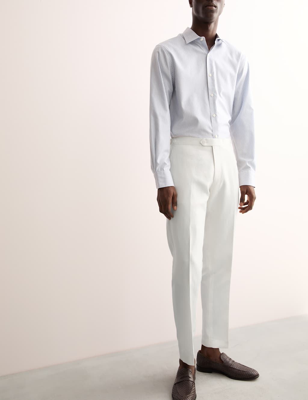 Tailored Fit Silk & Linen Blend Suit Trousers