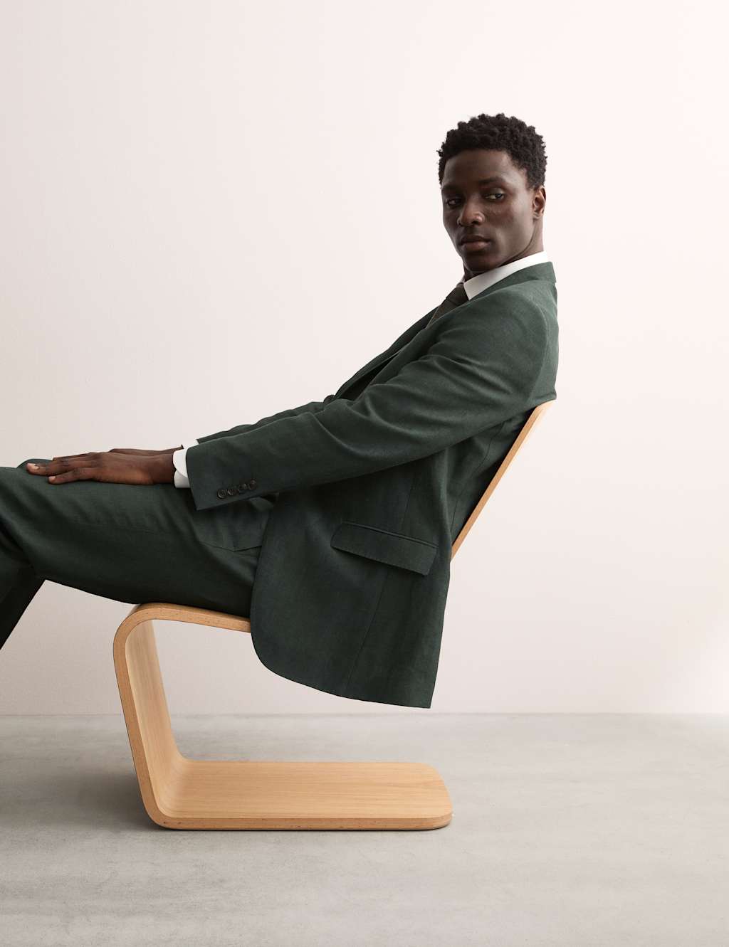 Tailored Fit Wool Linen Blend Suit Jacket
