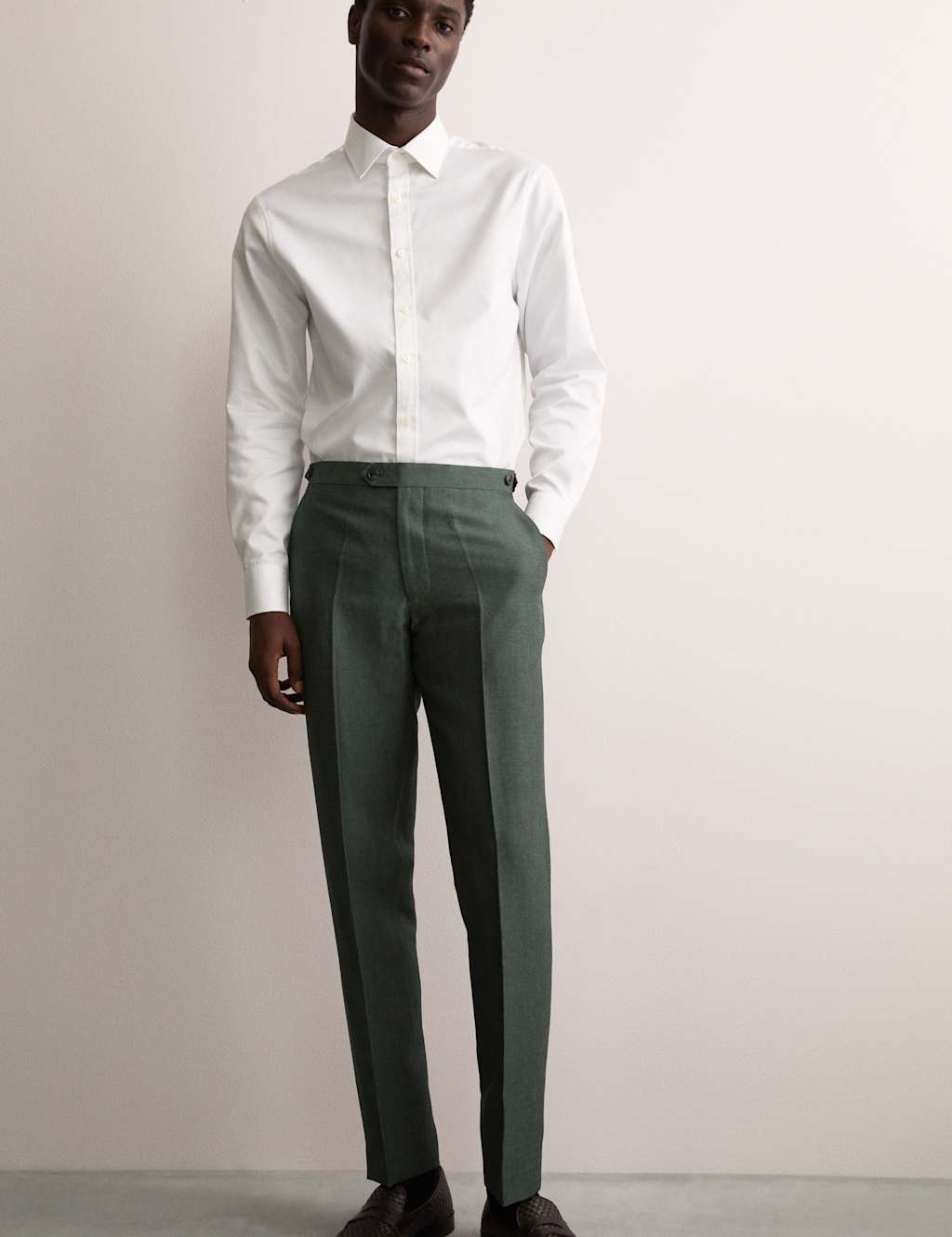 Tailored Fit Wool Linen Blend Suit Trousers