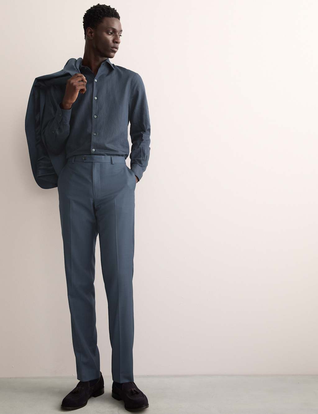Tailored Fit Pure Wool Textured Suit Trousers