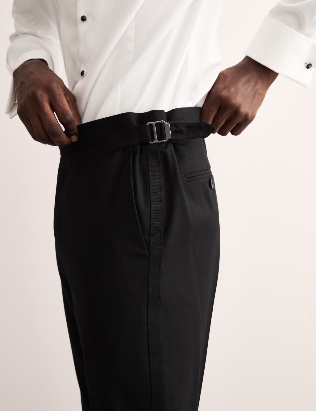Tailored Fit Pure Wool Tuxedo Trousers