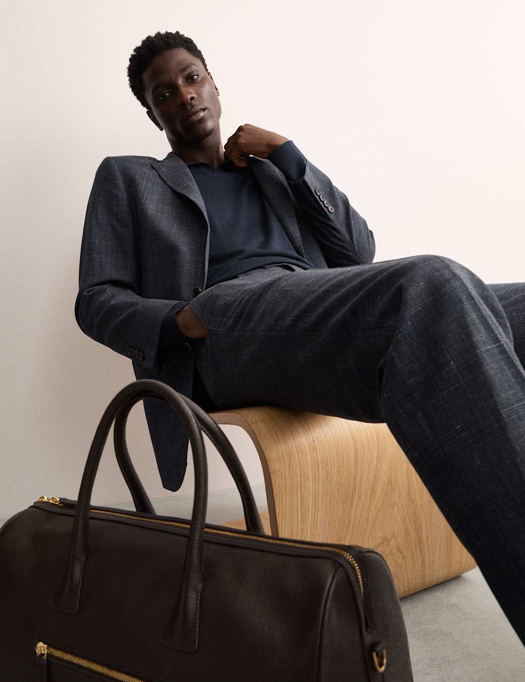 Italian Wool Rich Silk Linen Check Trousers