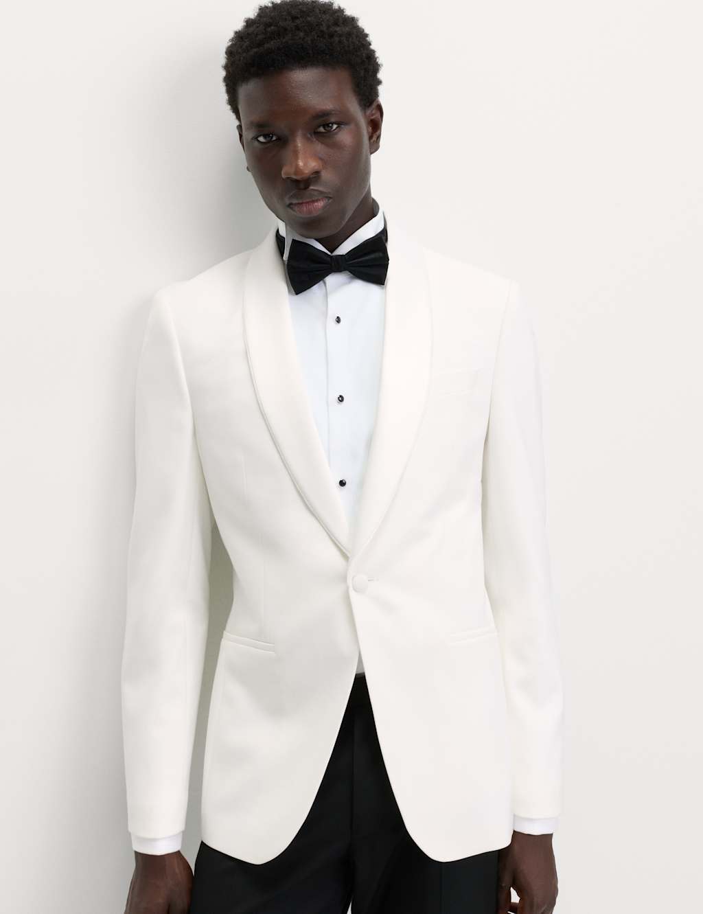 M&S Regular Fit Sharkskin Suit Jacket White