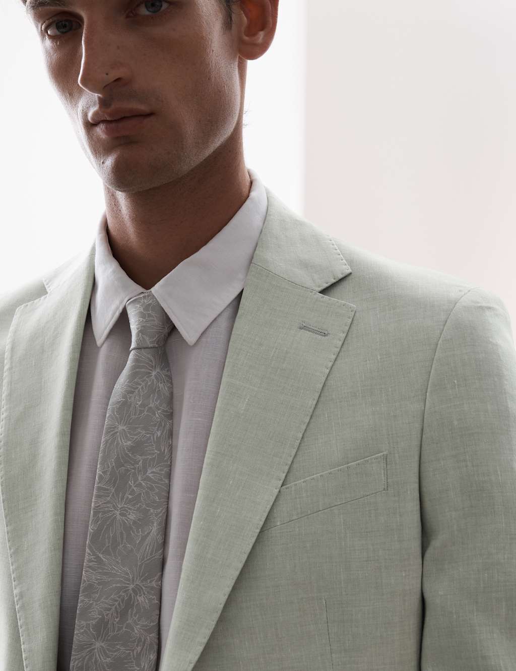 Tailored Fit Italian Performance Linen Blend Suit Jacket