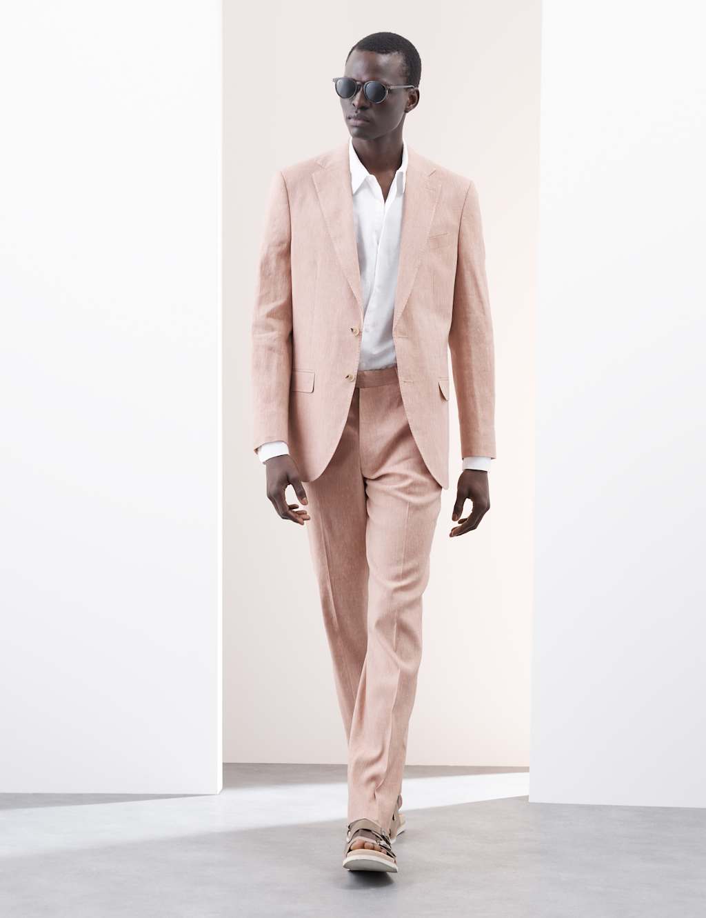 Tailored Fit Italian Performance Linen Blend Suit Trousers