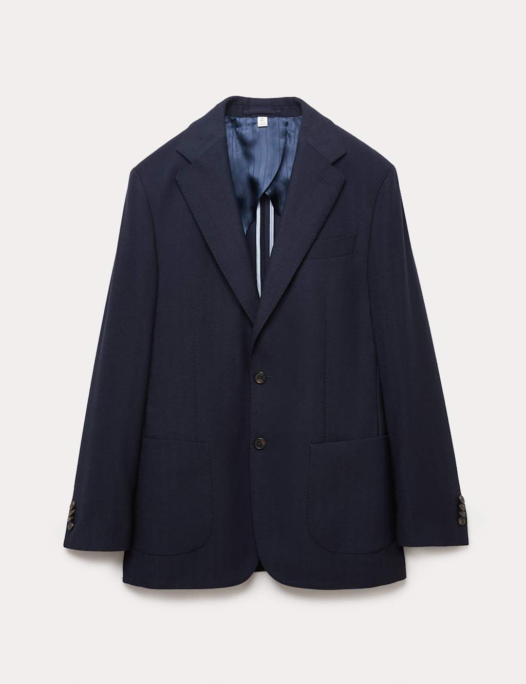 JAEGER Tailored Fit Wool Rich Herringbone Blazer Navy Mix
