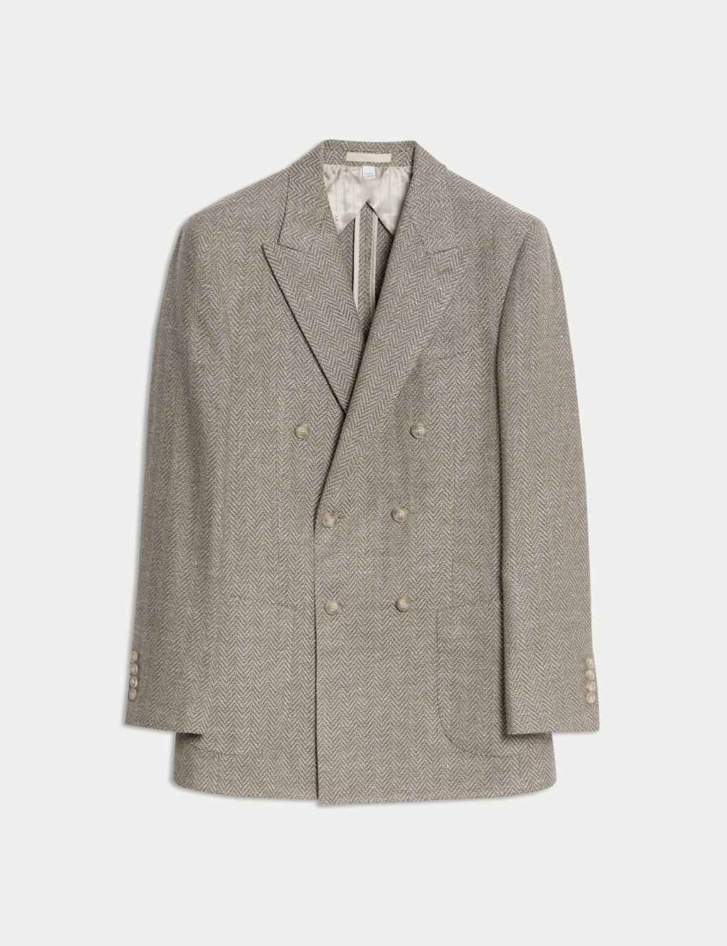Tailored Fit Wool Blend Herringbone Blazer