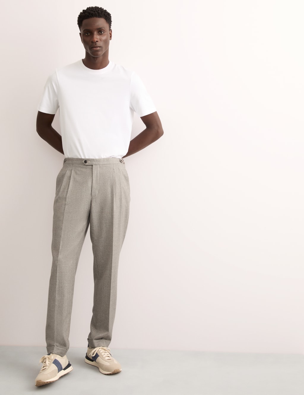 Tailored Fit Pure Wool Check Trousers