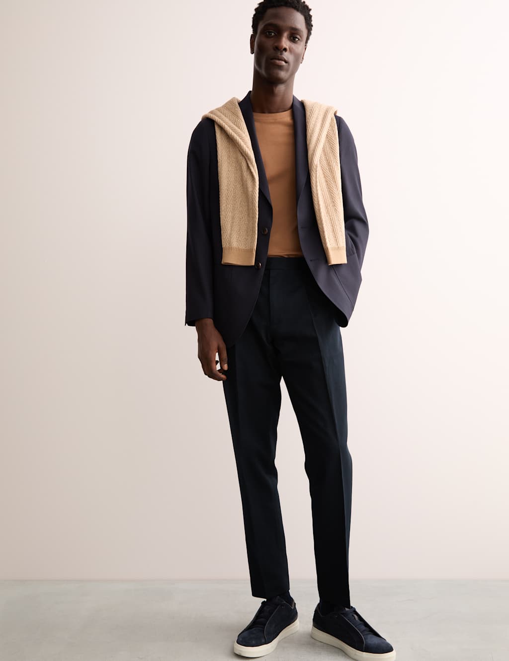 Tailored Fit Twill Cotton Linen Trousers