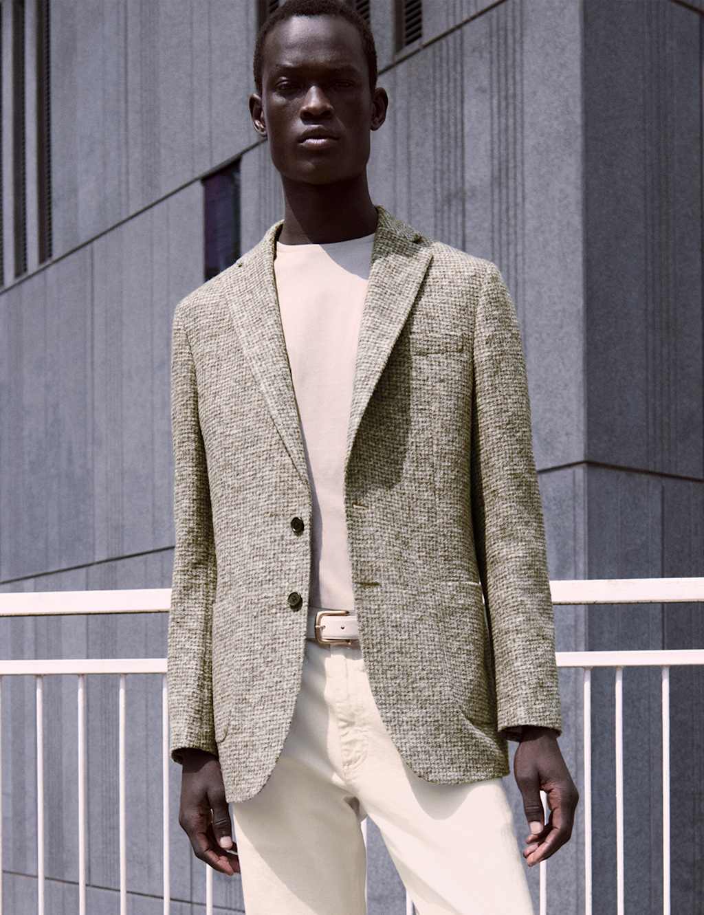 M&S Collection Men's Tailored Fit Wool Blend Check Blazer - 42REG - Neutral, Neutral