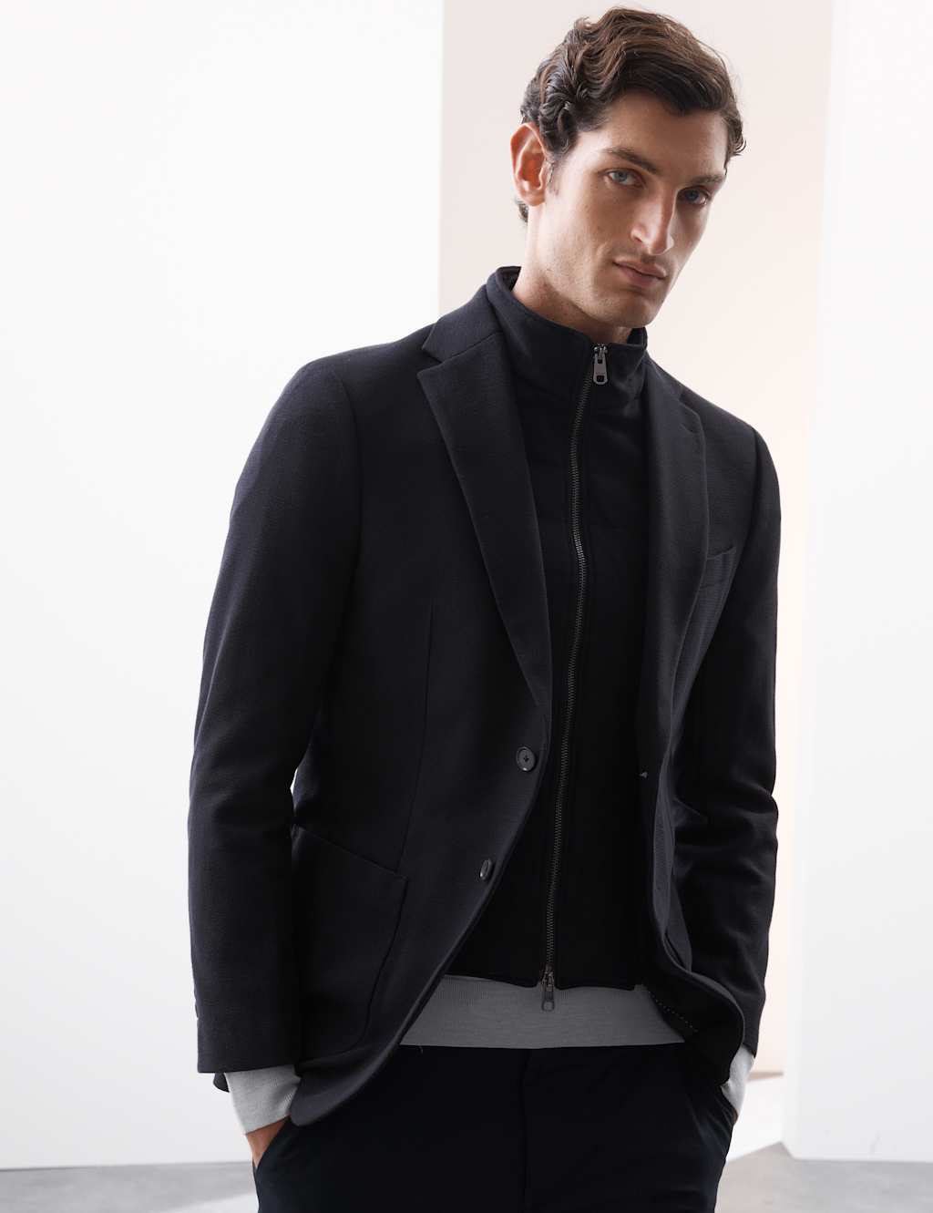 Cotton Rich Knitted Blazer with Gilet