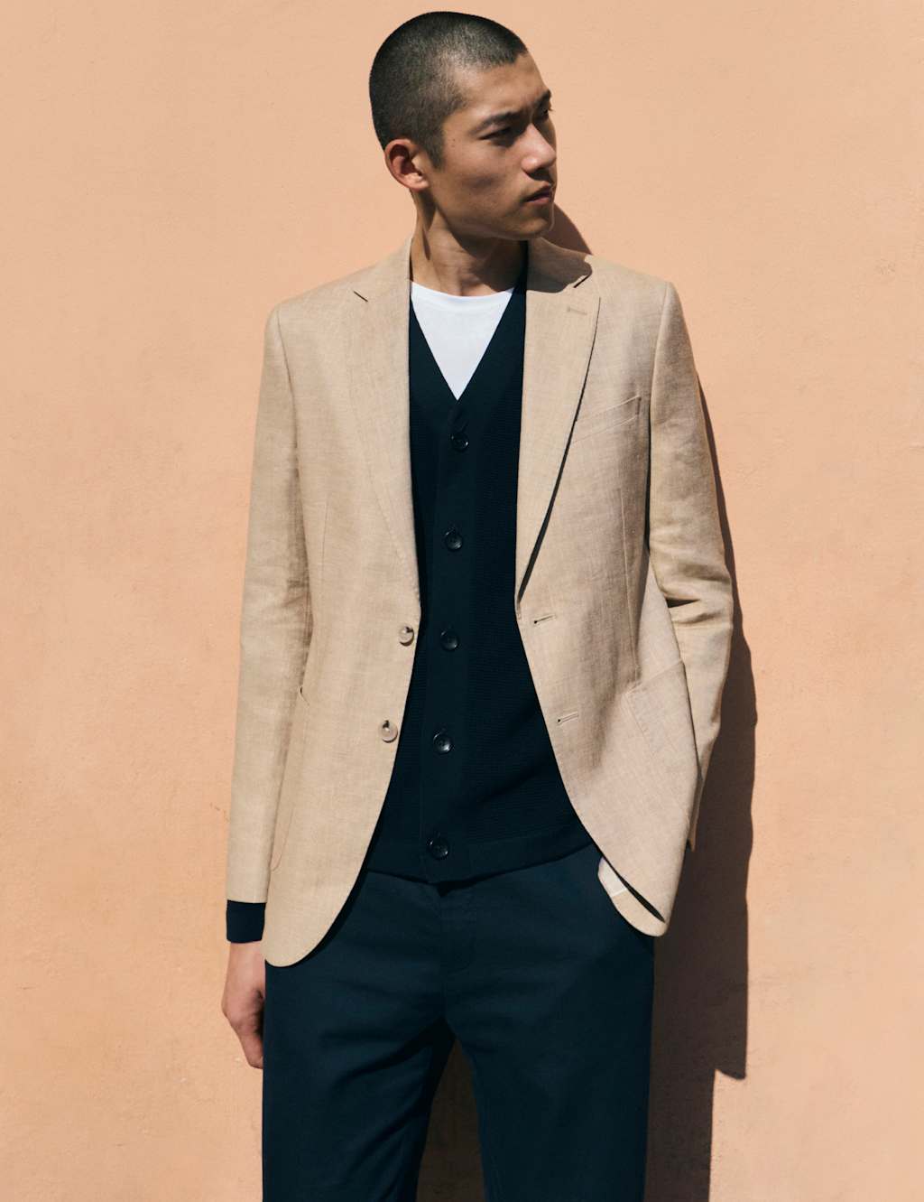 Tailored Fit Italian Linen Blend Twill Blazer