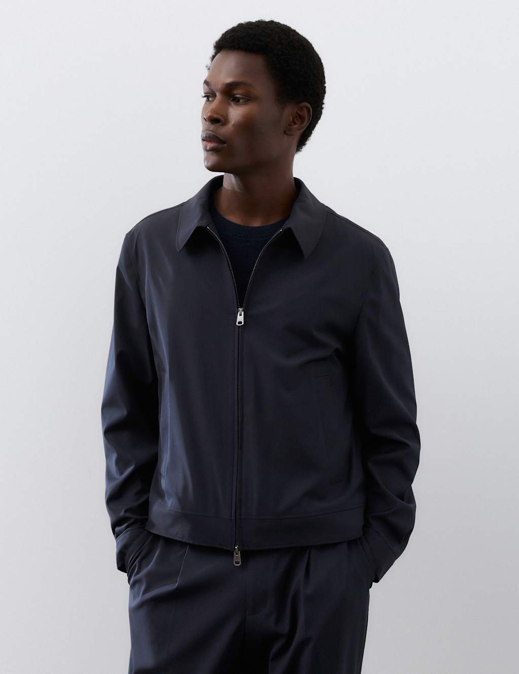 Autograph Men's Tailored Fit Performance Harrington Jacket - S - Dark Navy