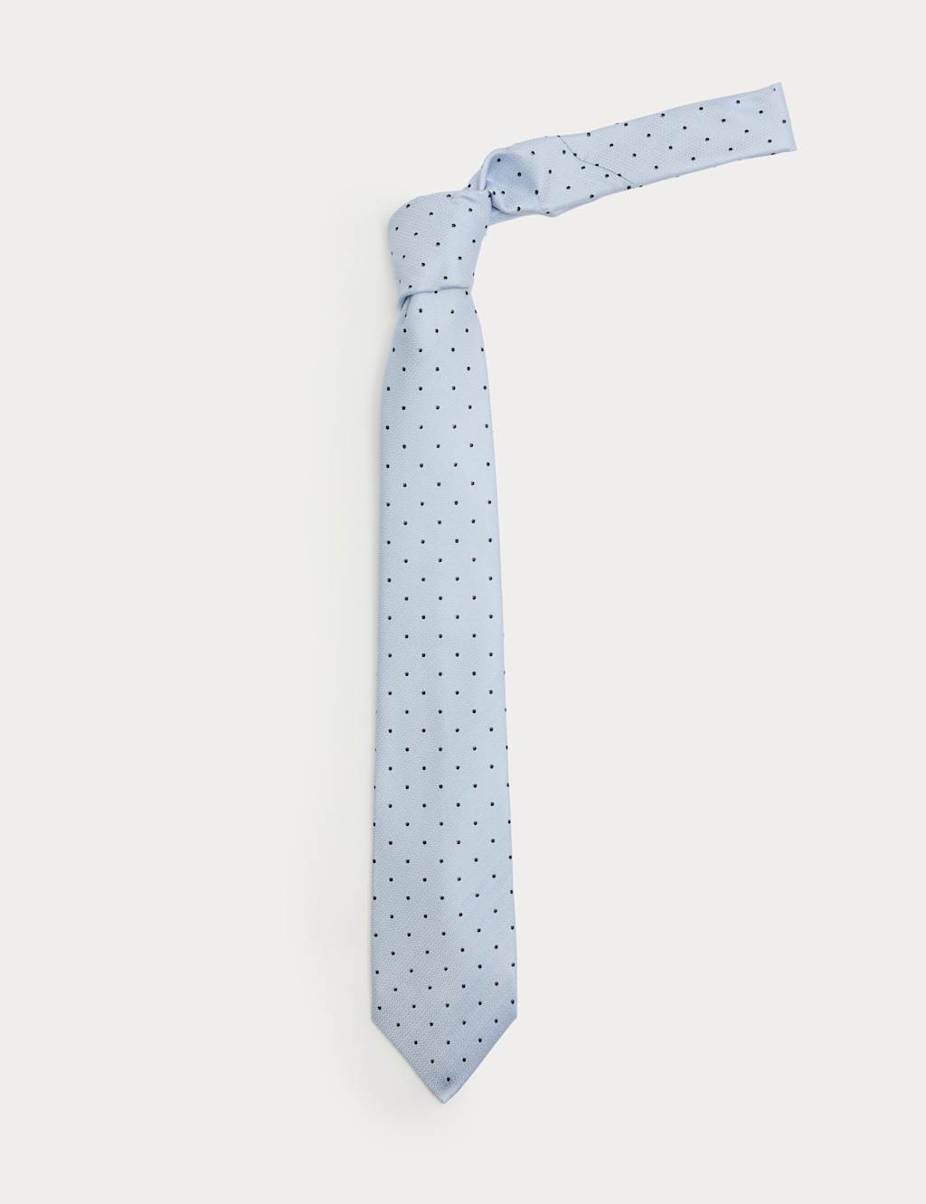 M&S Sartorial Men's Pure Silk Polka Dot Tie - Pale Blue