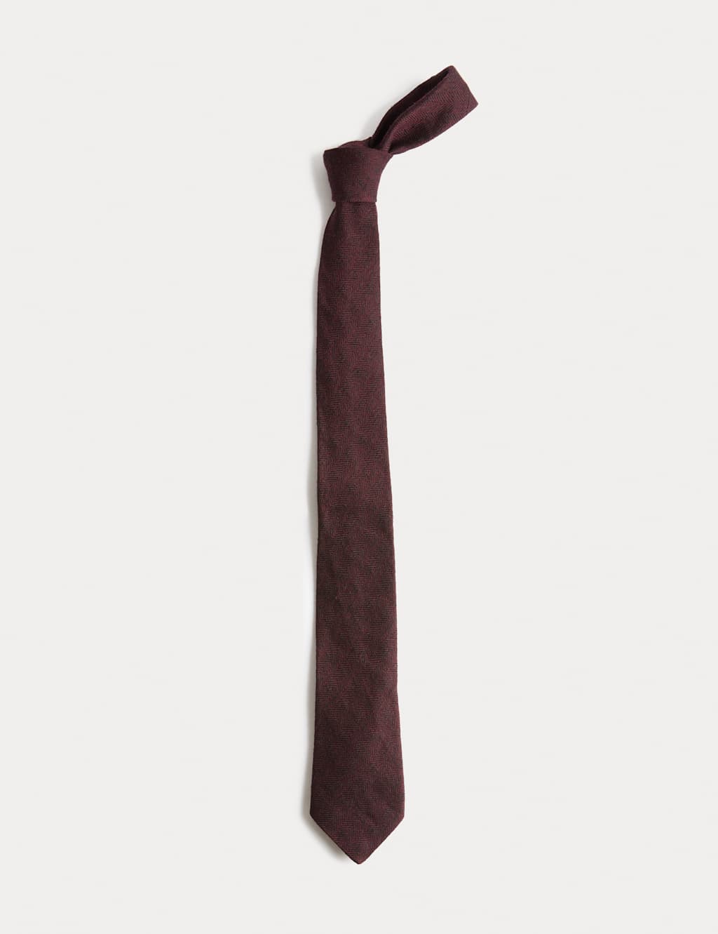 JAEGER Herringbone Silk Blend Tie Burgundy