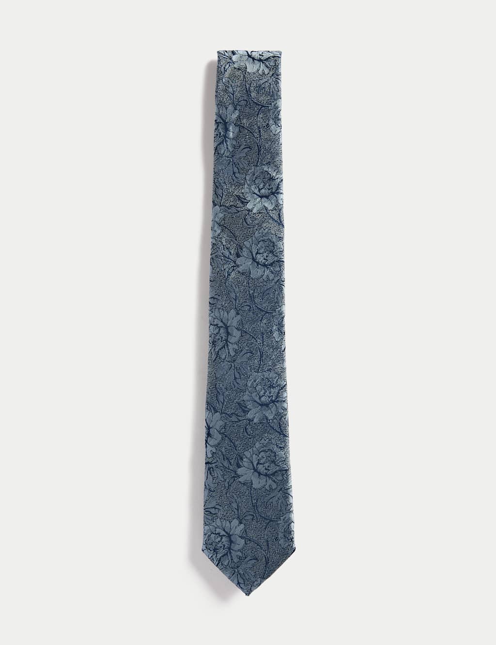 JAEGER Slim Floral Pure Silk Tie Navy Mix