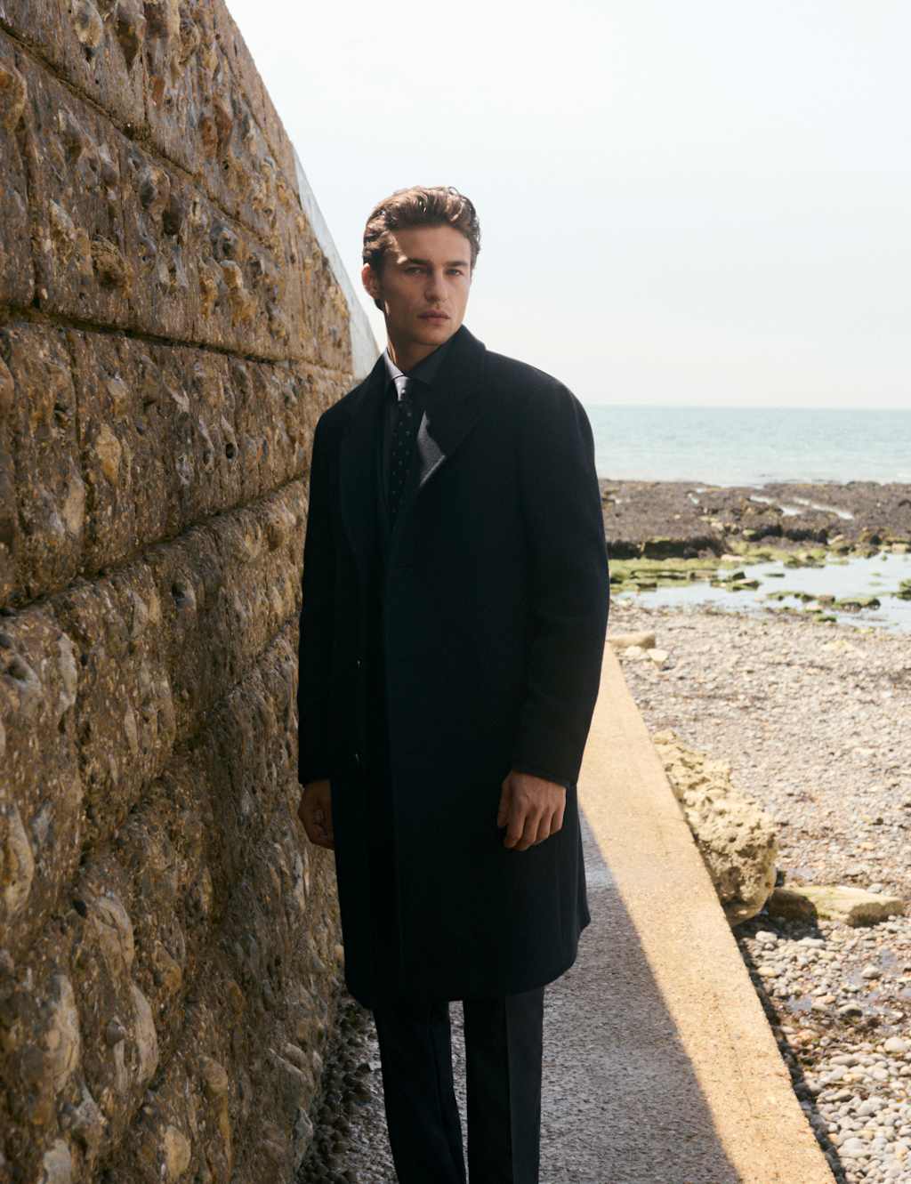 JAEGER Italian Wool Revere Coat Navy Mix