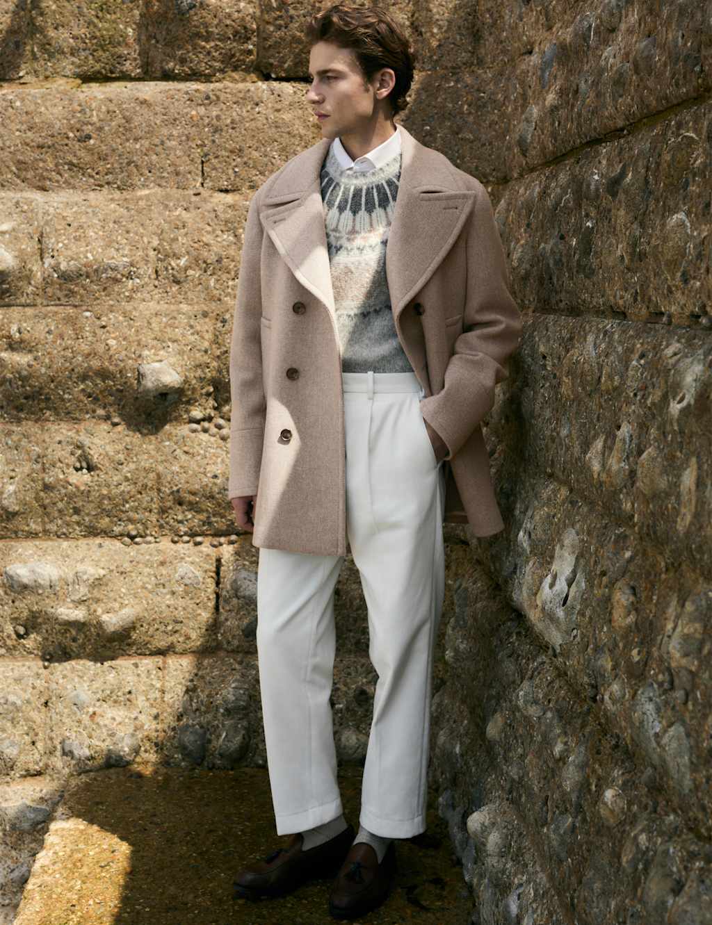 JAEGER Italian Wool Revere Peacoat Grey Mix