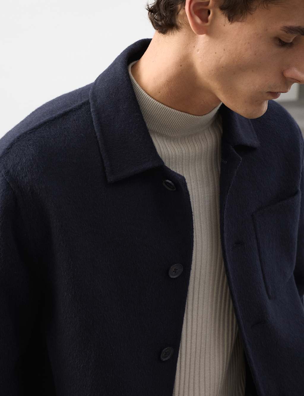 Autograph Wool Blend Chore Jacket Dark Navy