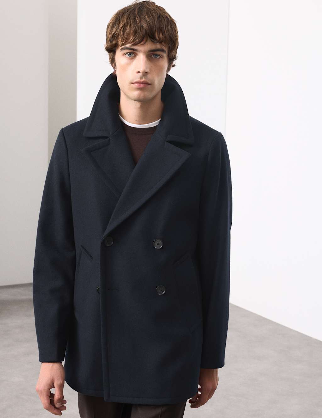 Autograph Wool Rich Peacoat Dark Navy