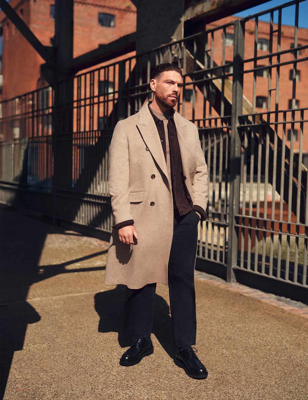 Autograph Wool Blend Long Haired Revere Coat Oatmeal