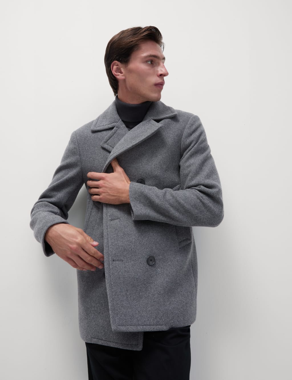 Designer pea coat mens top