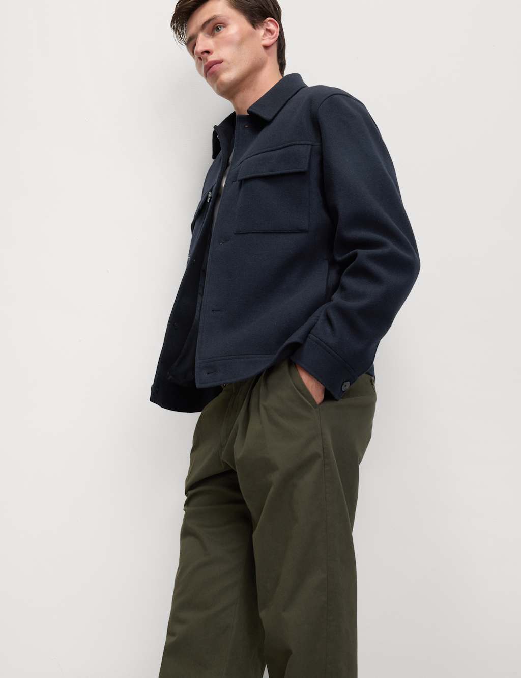 M&S Collection Men's Collared Short Jacket - XLREG - Navy, Navy,Conker,Winter White,Charcoal