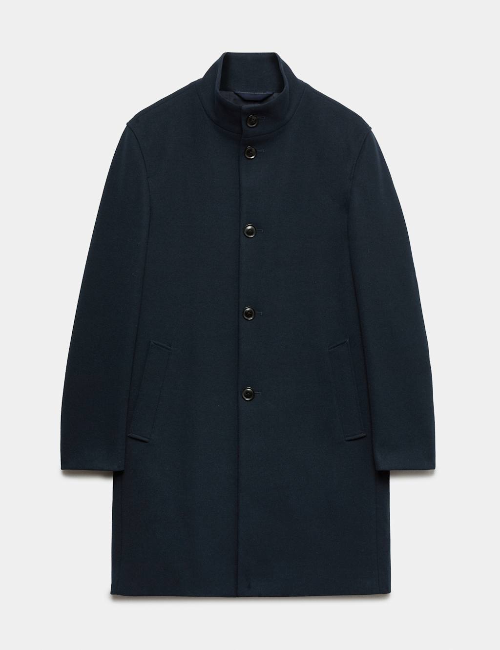 M&S Men's Funnel Neck Overcoat - M - Navy