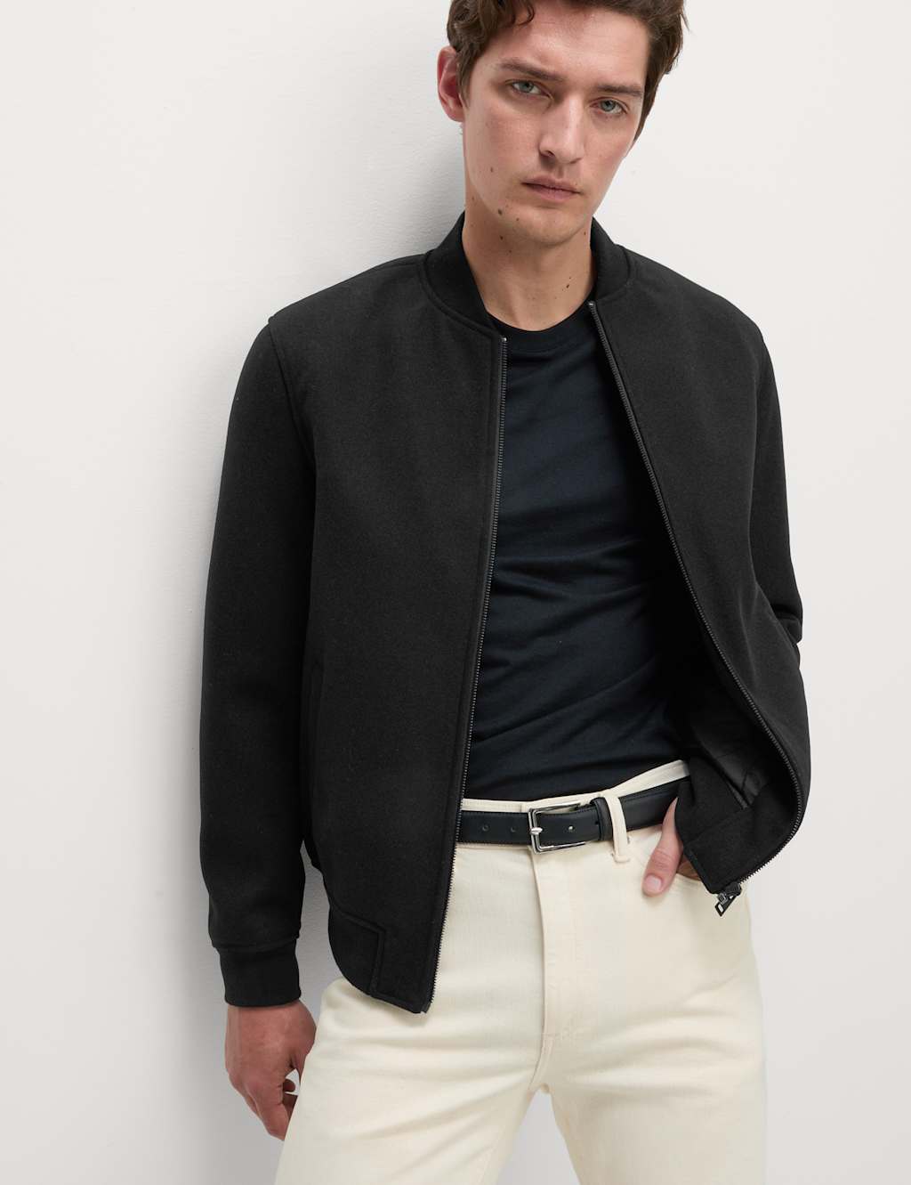 M&S Collection Men's PV Bomber Jacket - LREG - Black, Black