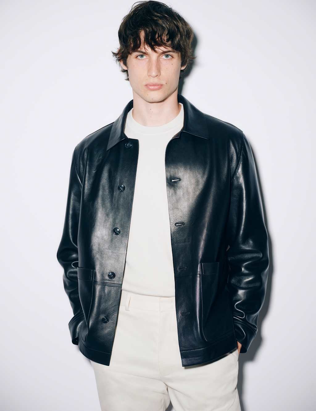 Autograph Leather Chore Jacket Black