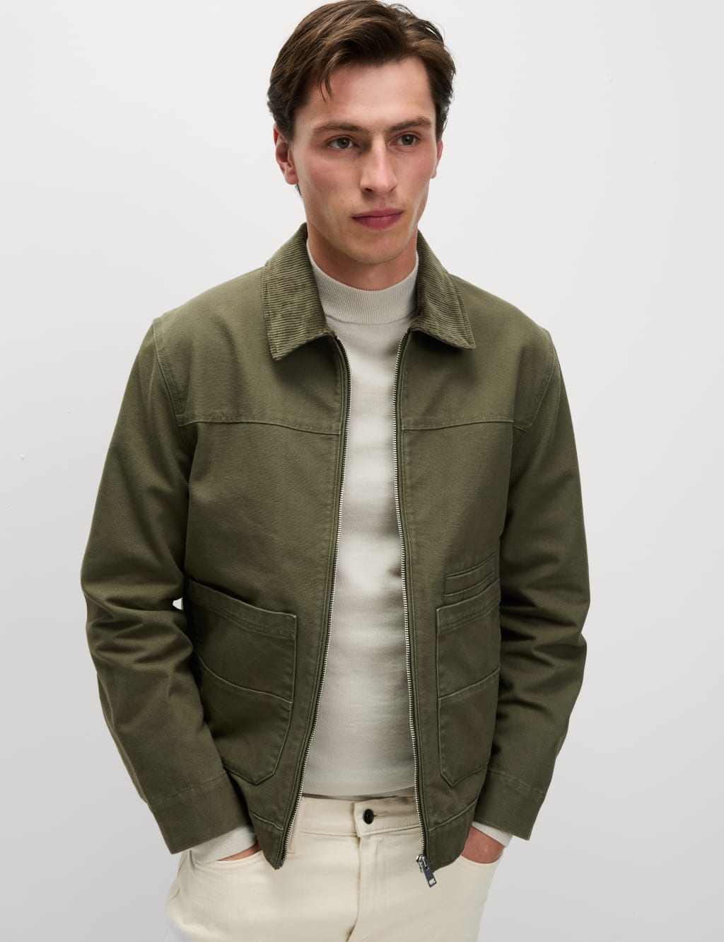 Cotton Rich Canvas Harrington Jacket