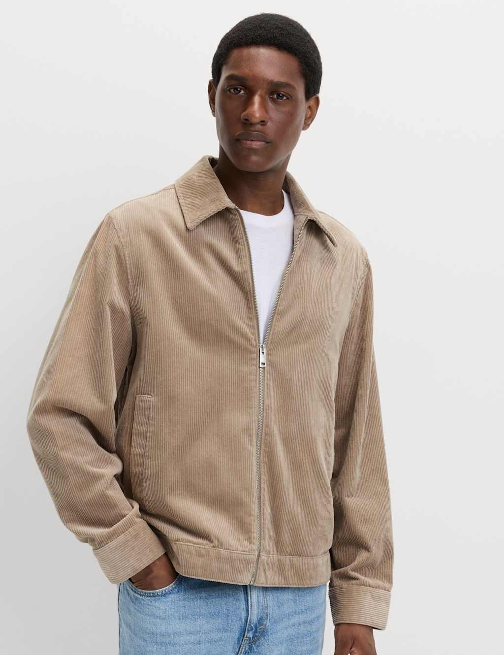 M&S Corduroy Harrington Jacket Mushroom