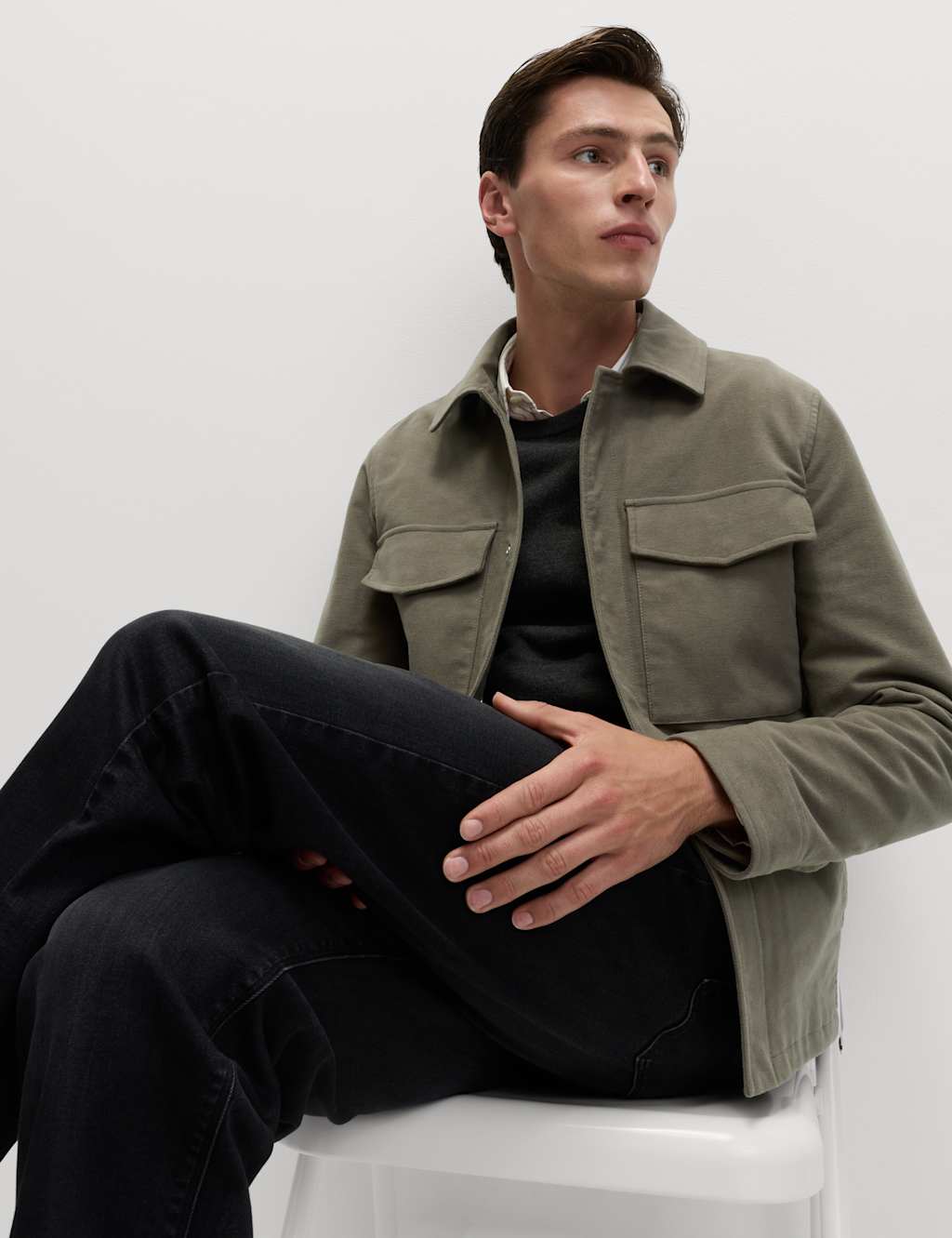M&S Collection Men's Moleskin Trucker - XXLREG - Taupe, Taupe