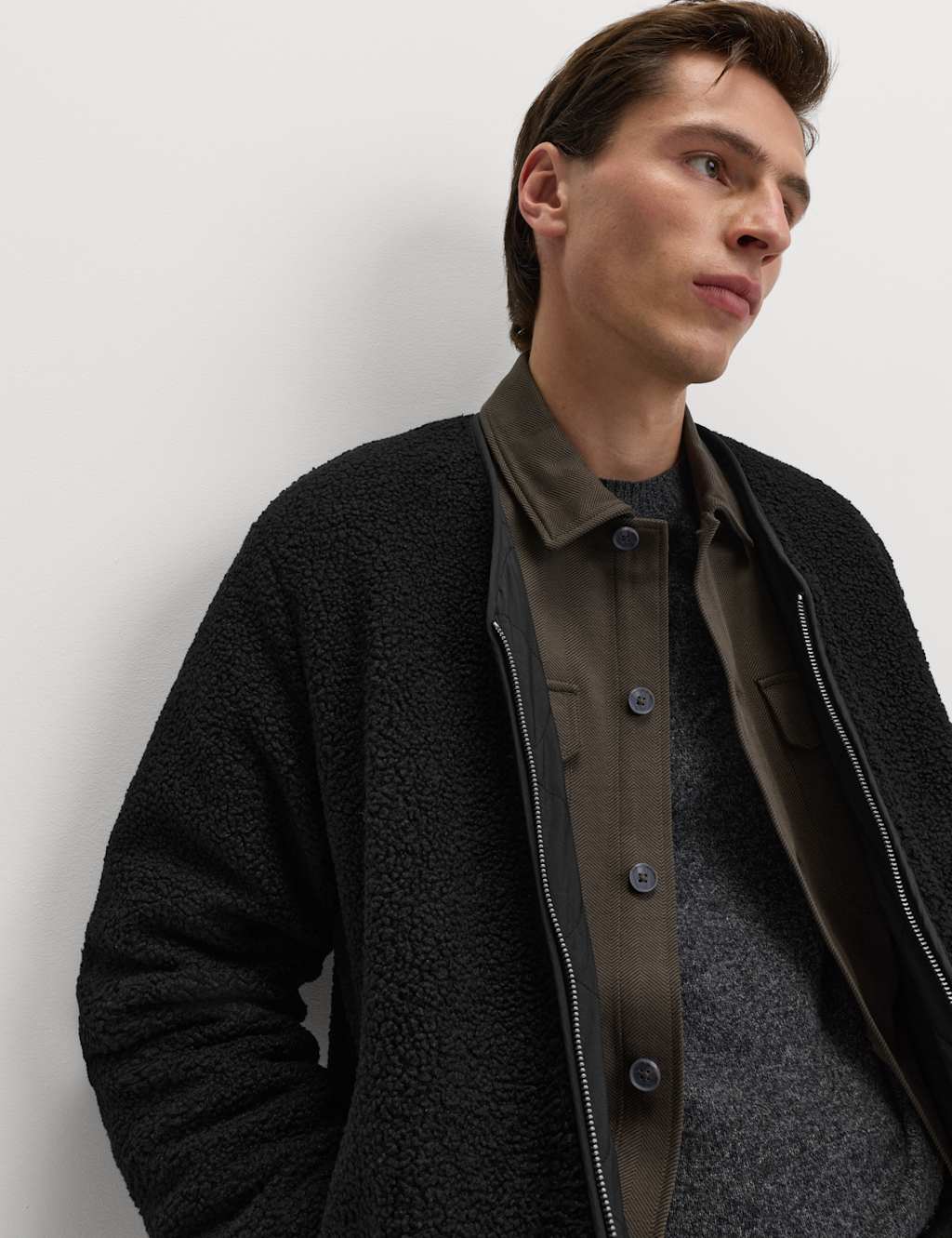 M&S Reversible Borg Jacket Black