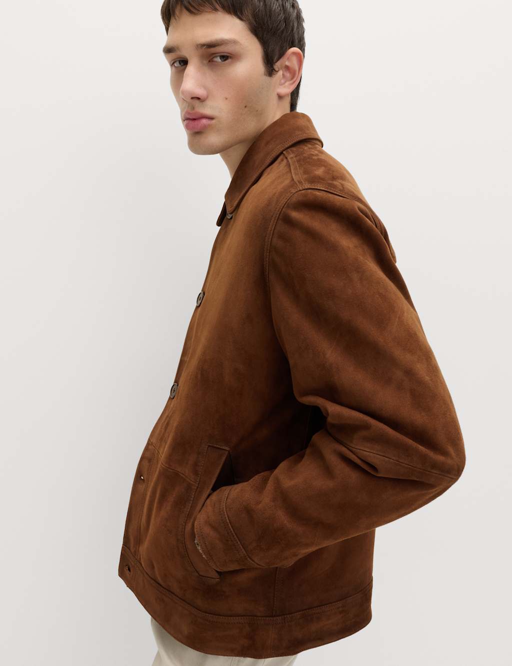M&S Men's Burnished Suede Chore Jacket - XL - Brown