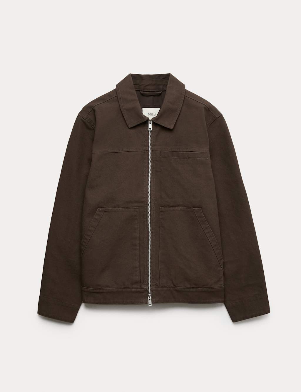 M&S Canvas Harrington Jacket Bitter Chocolate