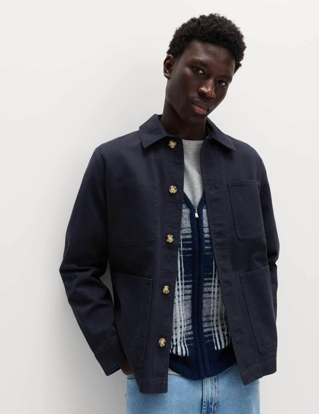 M&S Men's Pure Cotton Chore Jacket - S - Navy