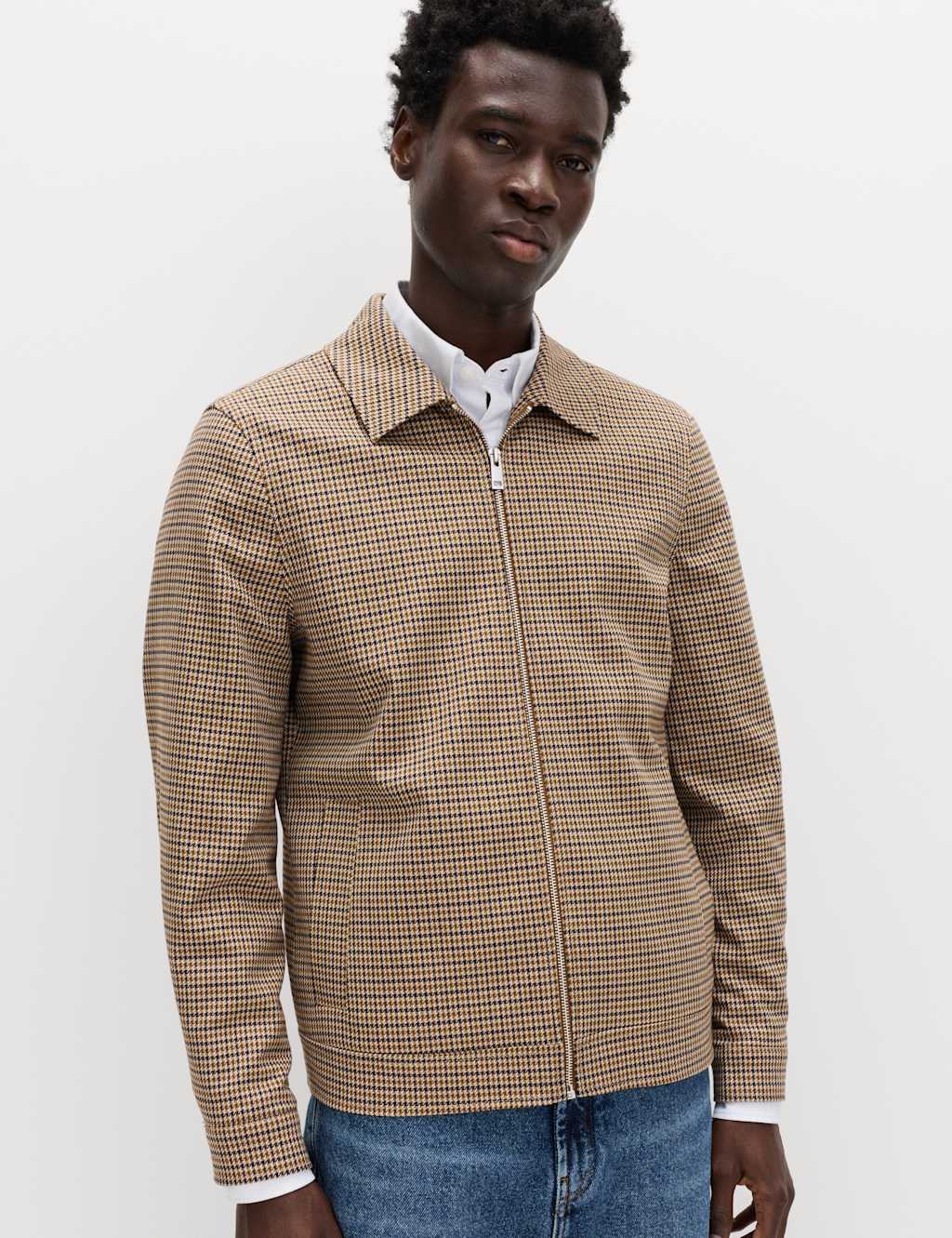 M&S Men's Checked Harrington Jacket - L - Multi/Neutral
