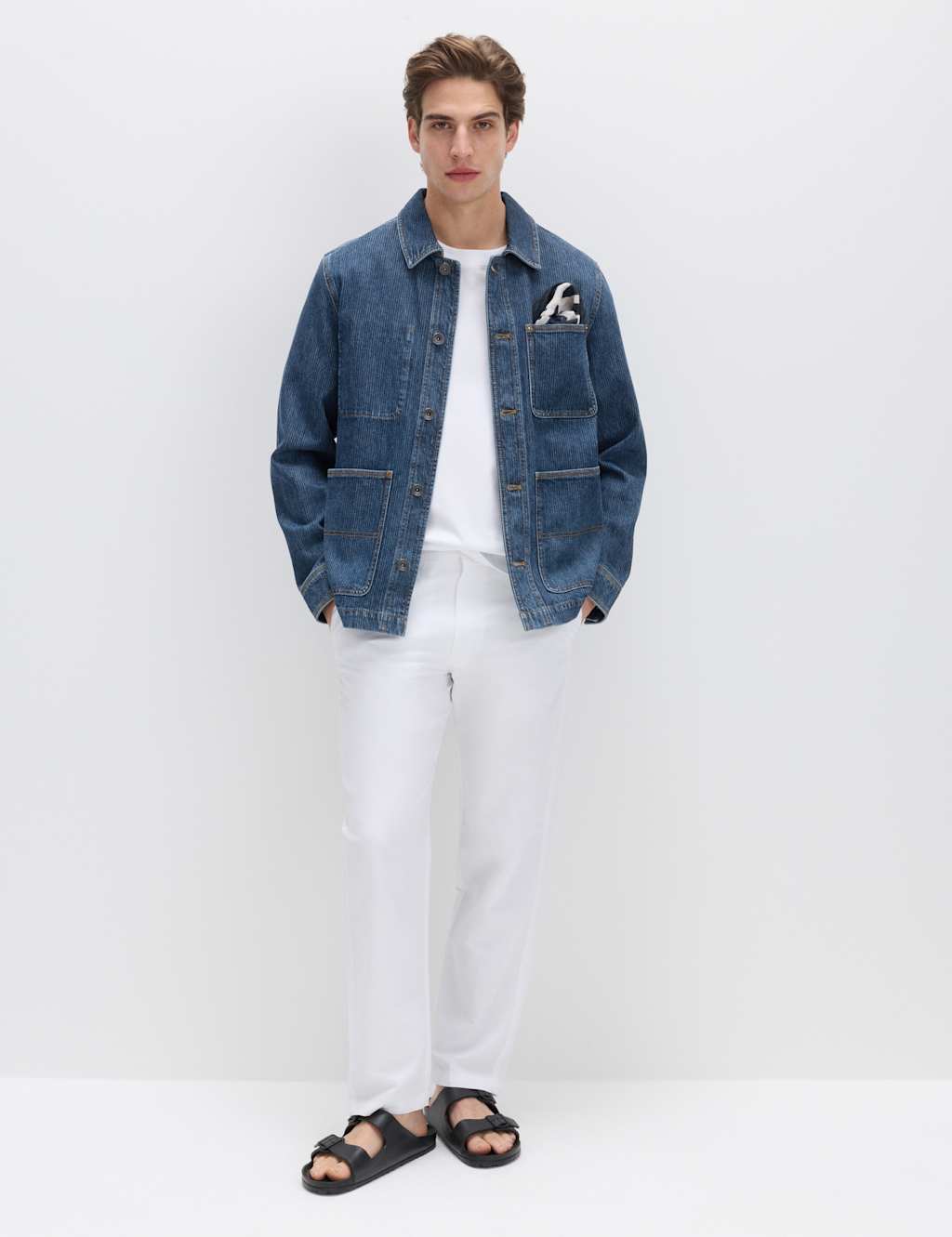 M&S Men's Denim Chore Jacket - L - Mid Blue