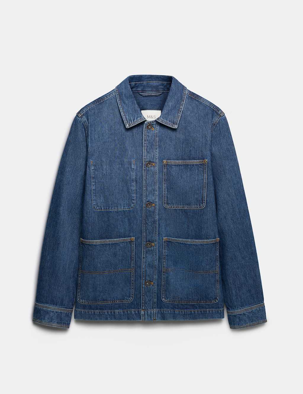 M&S Men's Denim 3 Pocket Chore Jacket - XL - Mid Blue