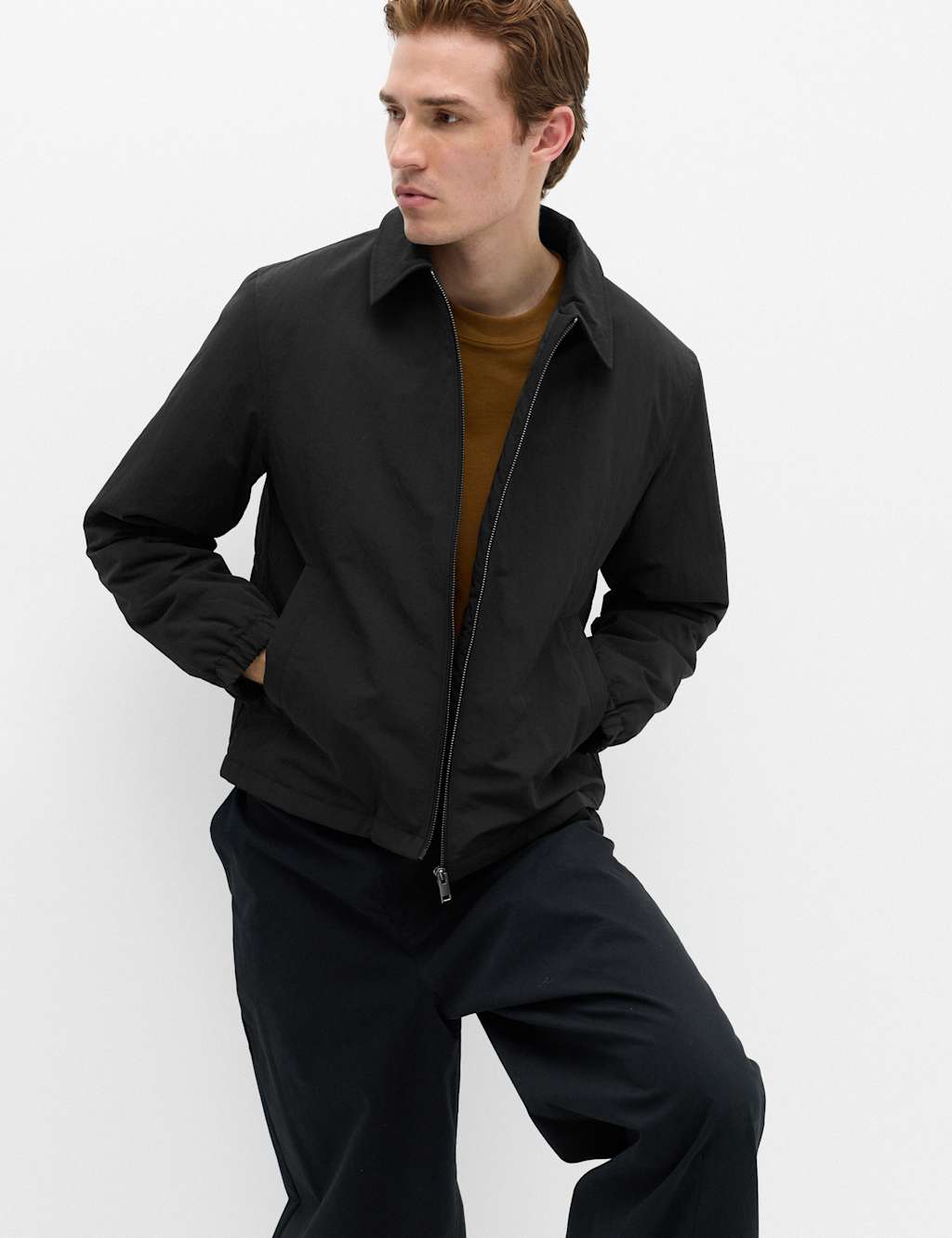 M&S Men's Zip Through Padded Harrington Jacket - XL - Black