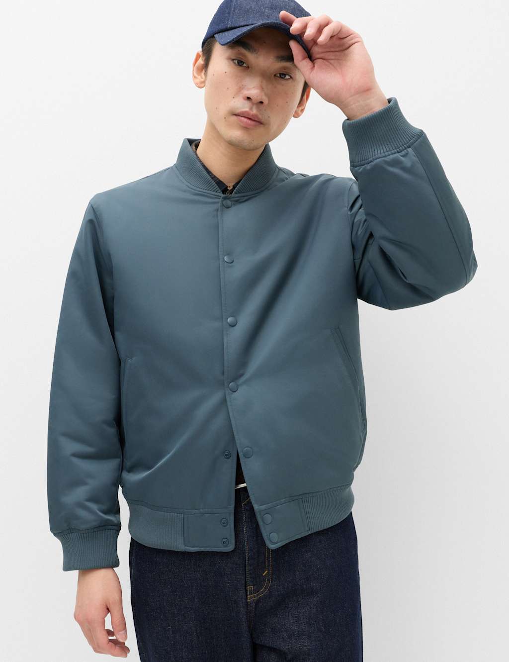 M&S Men's Satin Bomber Jacket - 2XL - Dark Slate