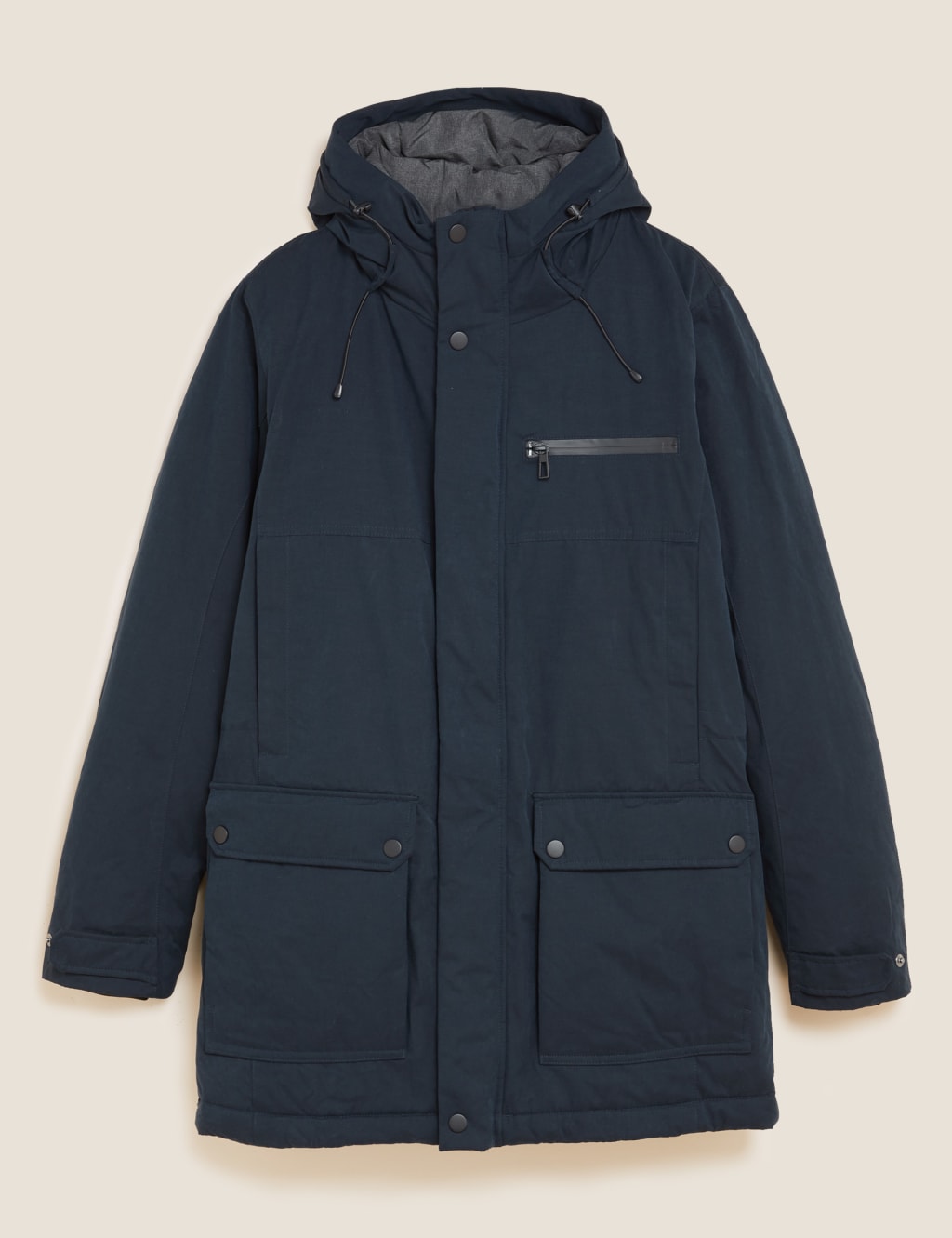 M&S Cotton Parka Jacket with Thermowarmth Navy