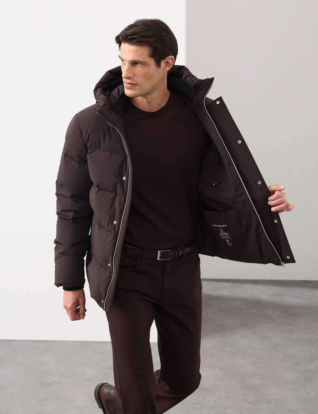 Autograph Feather & Down Puffer Jacket with Stormwear Dark Chocolate