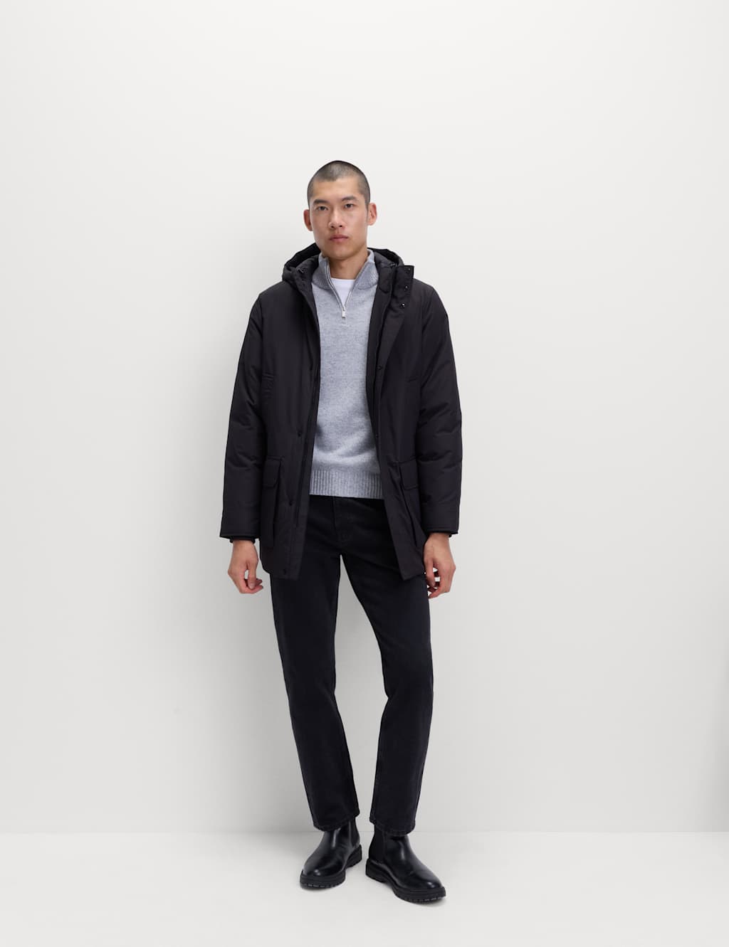 M&S Parka Jacket with Thermowarmth Black